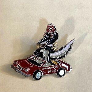 Shriners Minneapolis 2014 Bird in Convertible Red Car Lapel Pin